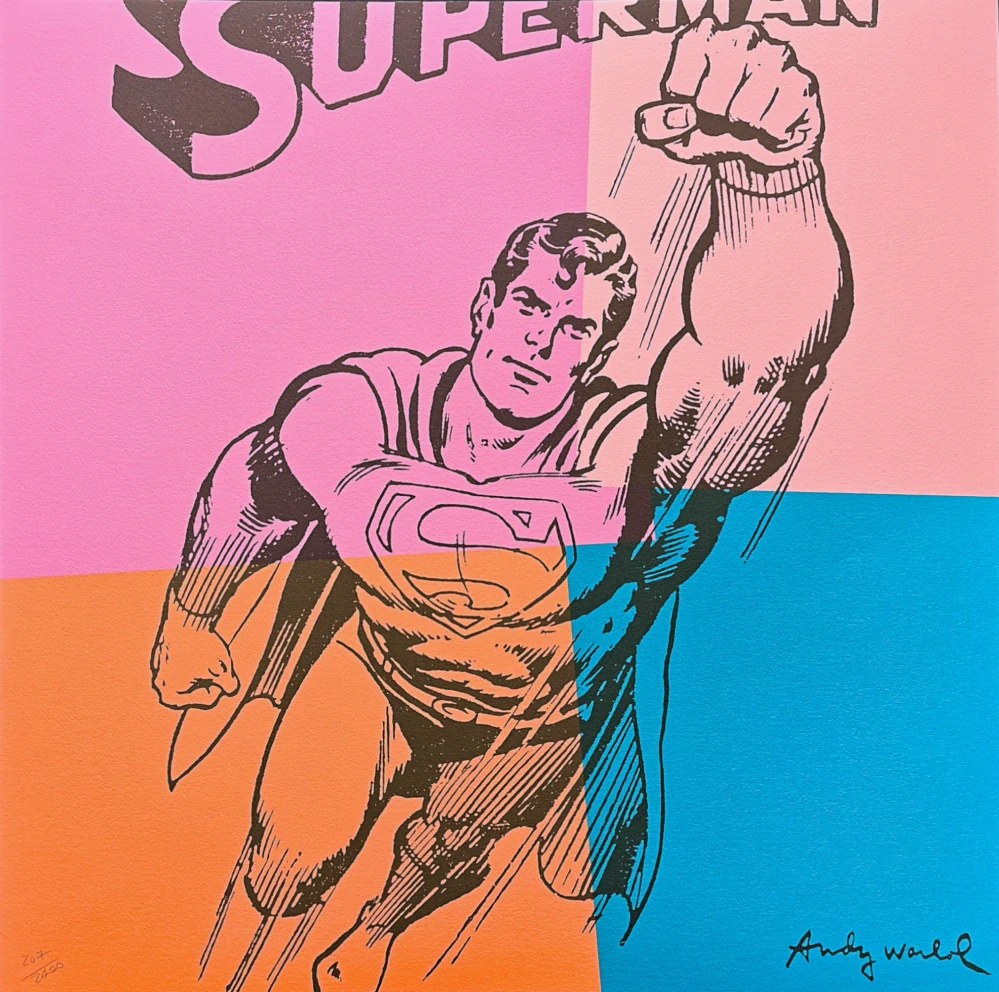 Andy Warhol - Superman barevný 207/2400 - 60x60 cm, limitovaná edice CMOA s certifikátem