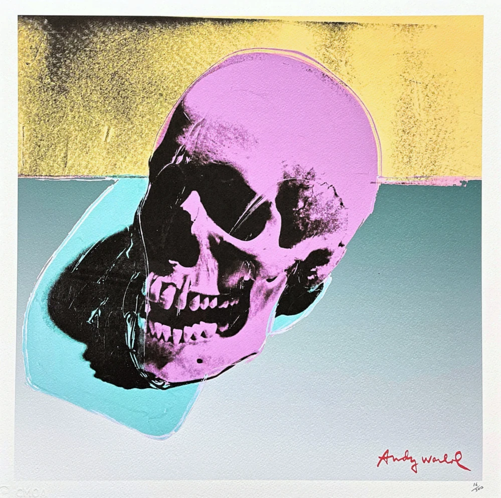 Andy Warhol - Skull na zeleném pozadí x/500 - signováno, 50x50cm, limitovaná edice CMOA s certifikátem