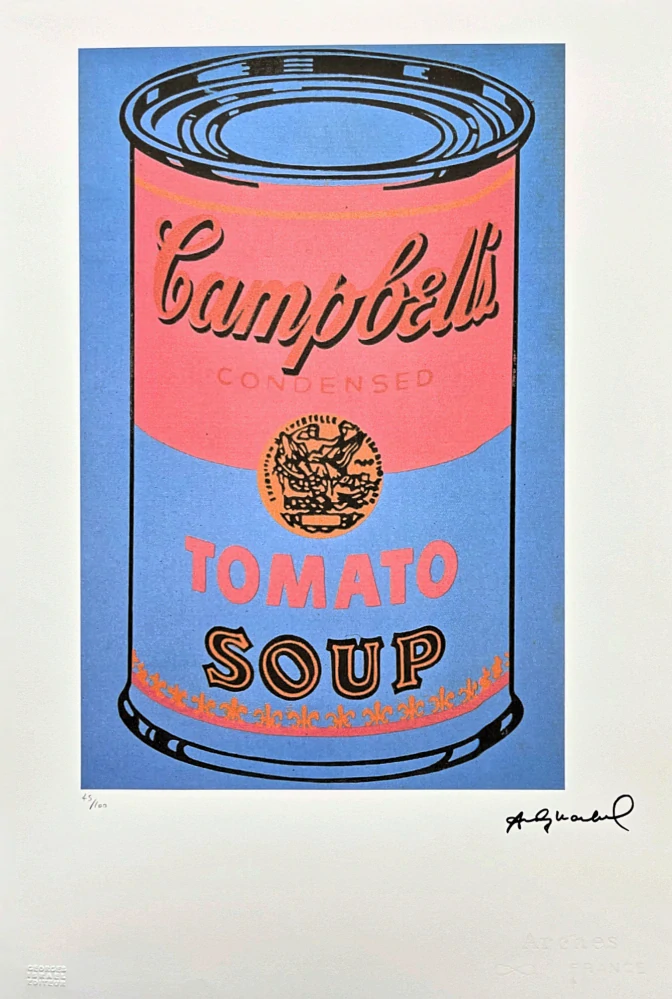 Andy Warhol - Campbell's Soup Tomato Soup modré pozadí x/100 - edice Leo Castelli s certifikátem