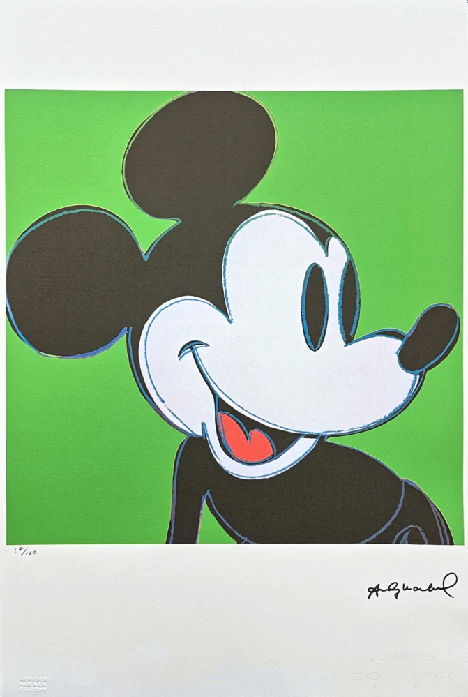 Andy Warhol - Mickey Mouse tmavě zelený x/100 - edice Leo Castelli s certifikátem