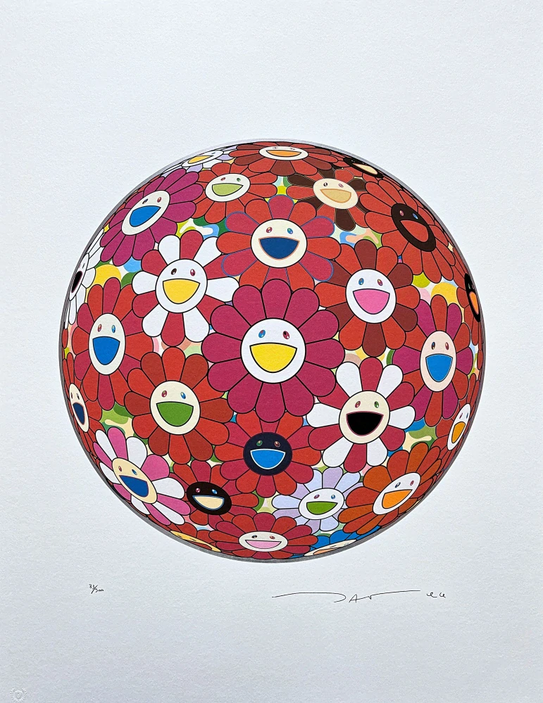 Takashi Murakami - Flowerball Pink 83/300- signováno, číslovaná edice, 50x65 cm