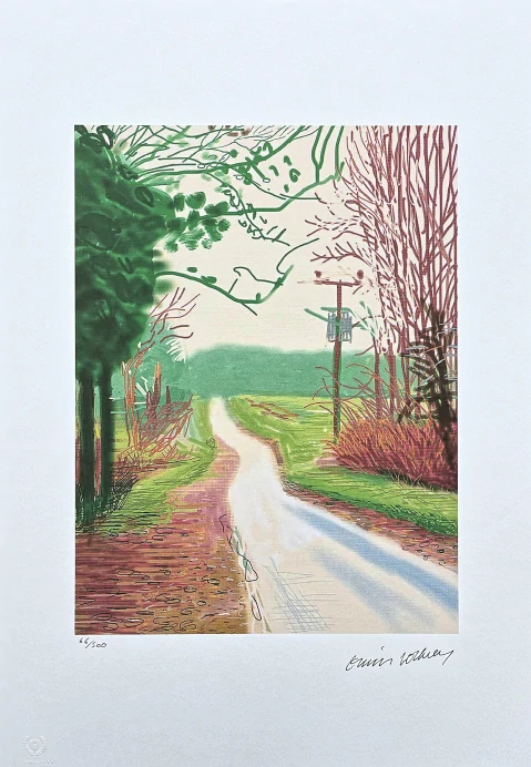 David Hockney - Wood with Power Lines 66/500 - limitovaná edice s certifikátem, 35x50 cm