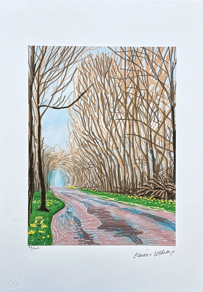 David Hockney - The Arrival of Spring in Woldgate 1st April 78/500 - limitovaná edice s certifikátem, 35x50 cm