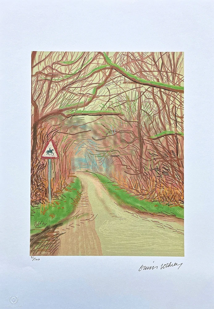 David Hockney - The Arrival of Spring in Woldgate 14th March - Road 95/500 - limitovaná edice s certifikátem, 35x50 cm