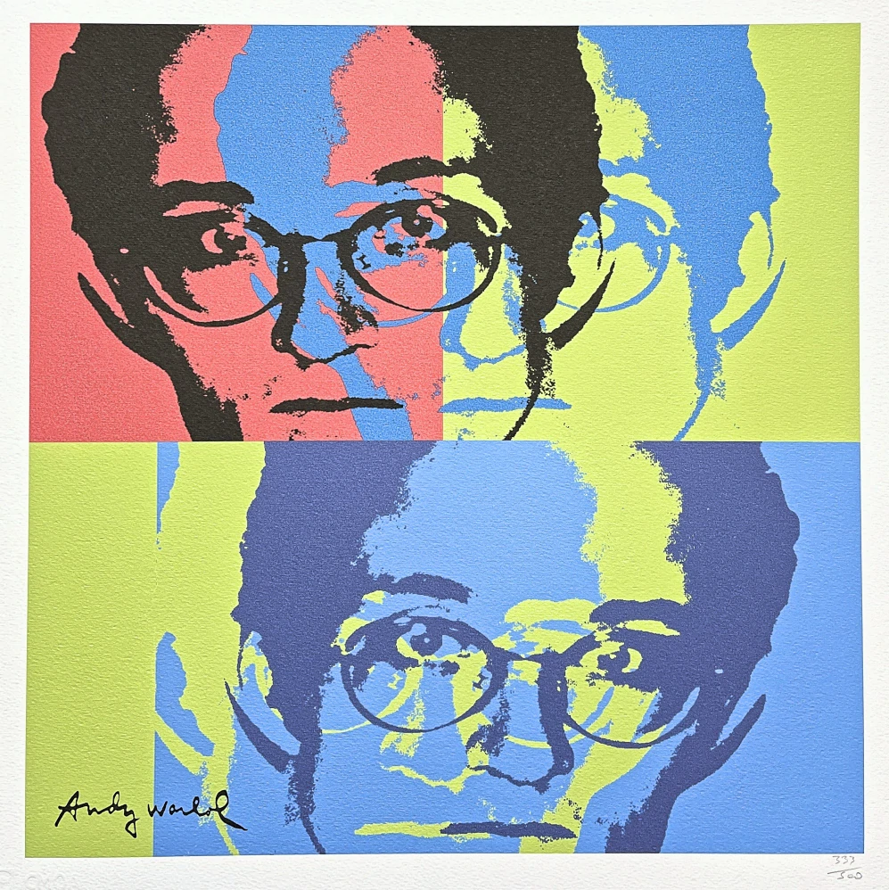 Andy Warhol - Keith Haring zeleno-modro-červený 333/500 - signováno, 50x50cm, limitovaná edice CMOA s certifikátem
