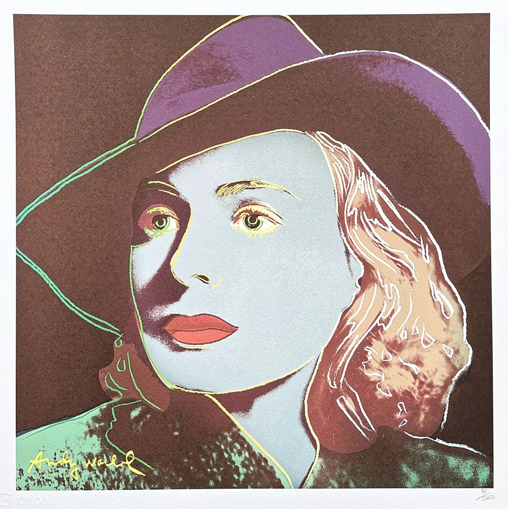 Andy Warhol - Ingrid Bergman fialovo-hnědá 90/500 - signováno, 50x50cm, limitovaná edice CMOA s certifikátem