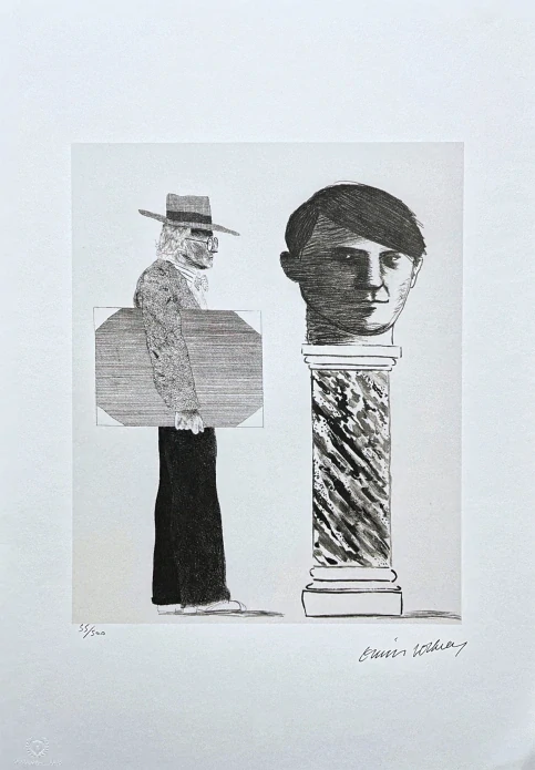 David Hockney - The student: Homage to Picasso 55/500 - limitovaná edice, s certifikátem, 35x50 cm