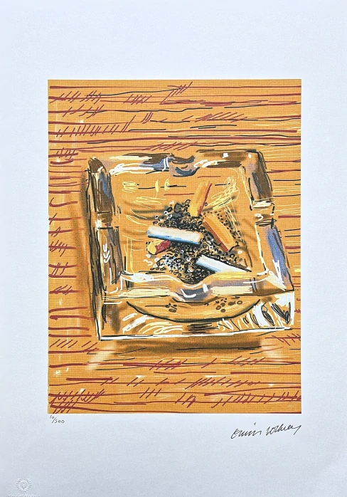 David Hockney - Ashtray 10/500 - limitovaná edice, s certifikátem, 35x50 cm