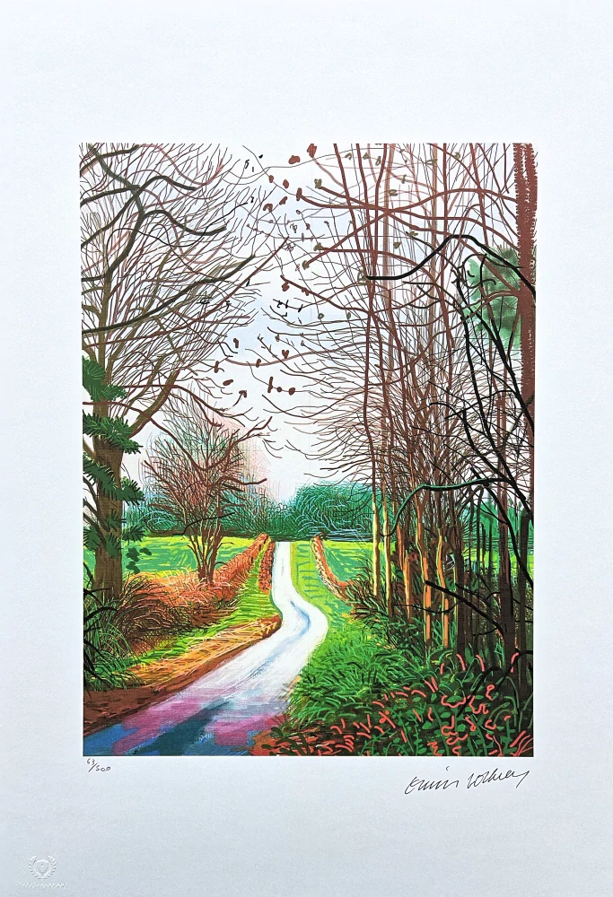 David Hockney - The Arrival of Spring in Woldgate 29th December 63/500 - limitovaná edice s certifikátem, 35x50 cm