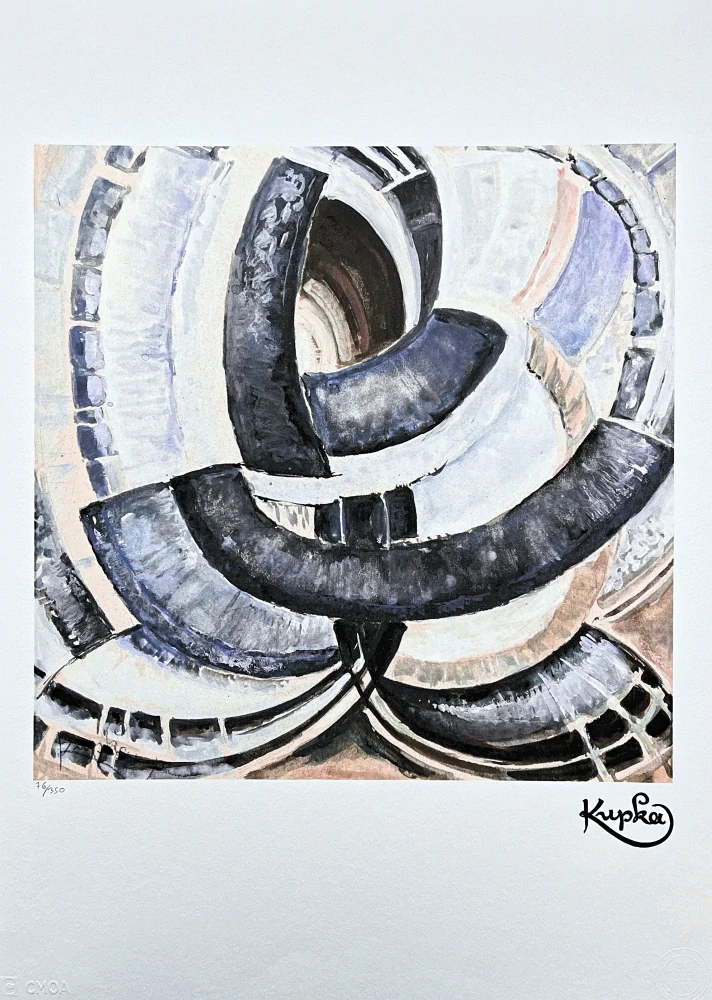 František Kupka - Abstraction II in grey 76/350 - limitovaná edice s certifikátem, 50x70cm