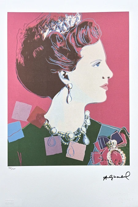 Andy Warhol - Queen Margarethe vínovo-růžová 74 15/100 - edice Leo Castelli s certifikátem