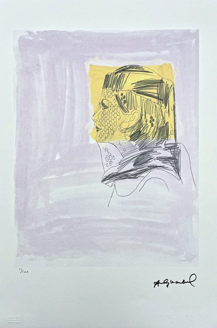 Andy Warhol - Portrait in pencil žlutá 25/100 - edice Leo Castelli s certifikátem