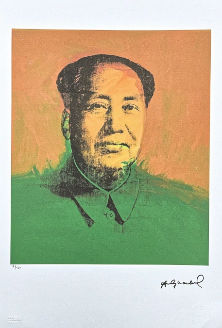 Andy Warhol - Mao Ce-tung oranžovo-zelený 76/100 - edice Leo Castelli s certifikátem