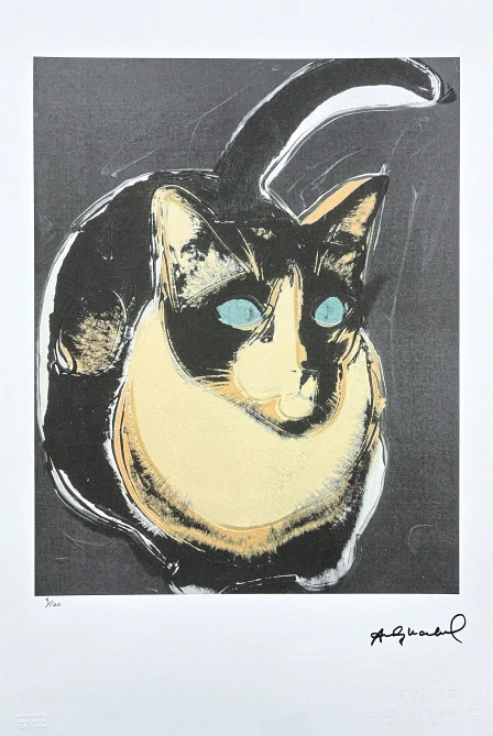 Andy Warhol - The Great Cat béžovo-černá x/100 - edice Leo Castelli s certifikátem