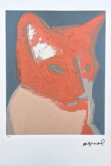 Andy Warhol - The Great Cat Head oranžová x/100 - edice Leo Castelli s certifikátem