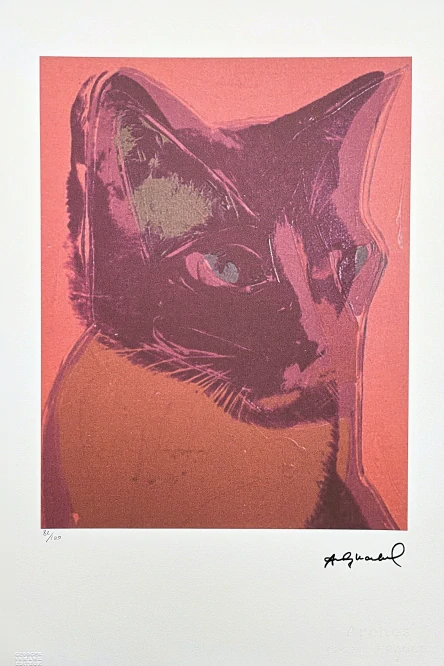 Andy Warhol - The Great Cat Head růžová x/100 - edice Leo Castelli s certifikátem