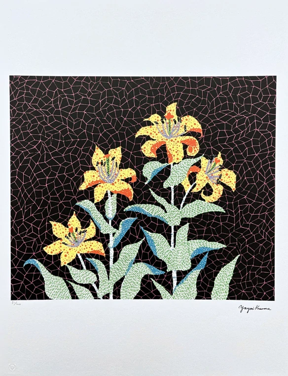 Yayoi Kusama - Lilies x/500 - signováno, číslovaná edice, 50x65 cm
