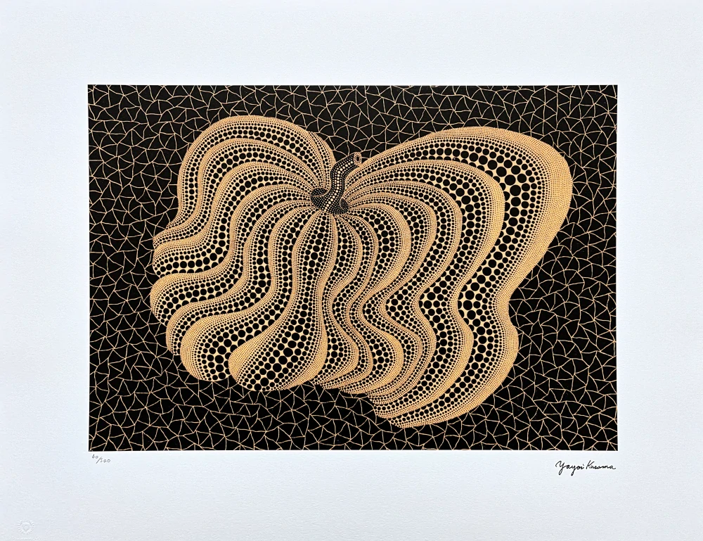Yayoi Kusama - Dancing Pumpkin černá 40/500 - signováno, číslovaná edice, 65x50 cm
