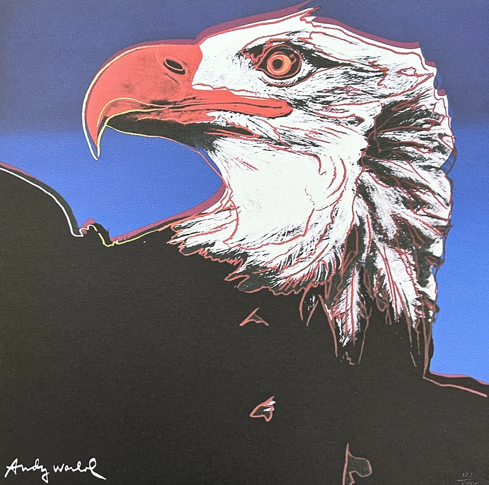 Andy Warhol - Bald Eagle modrý x/2400 - 60x60cm, limitovaná edice CMOA s certifikátem