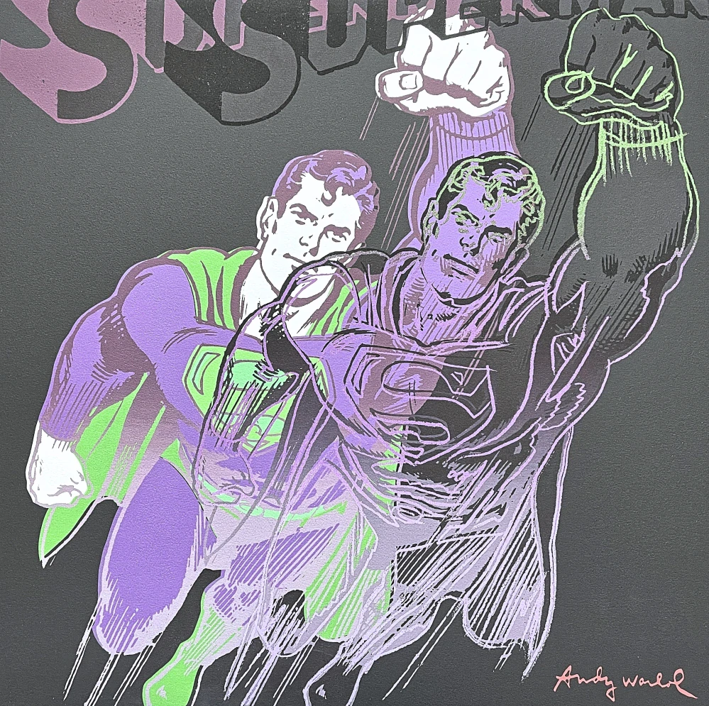 Andy Warhol - Superman fialový 35/2400 - 60x60 cm, limitovaná edice CMOA s certifikátem