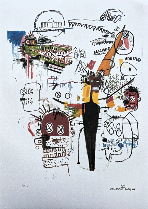 Jean-Michel Basquiat - Heads and Aligator 211/300 - limitovaná edice, signováno, 50x70cm