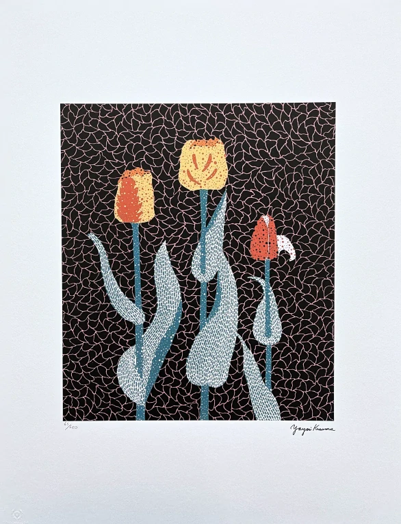 Yayoi Kusama - Tulips 65/500 - signováno, číslovaná edice, 50x65 cm