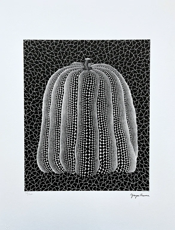 Yayoi Kusama - White pumpkin x/500 - signováno, číslovaná edice, 50x65 cm