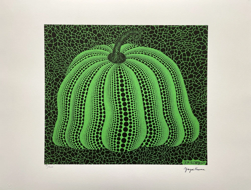 Yayoi Kusama - Green pumpkin x/500 - signováno, číslovaná edice, 65x50 cm