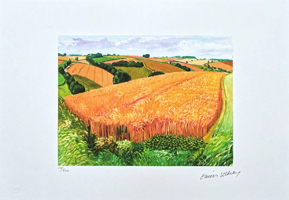 David Hockney - A bigger field with trees 104/500 - limitovaná edice s certifikátem, 50x35 cm