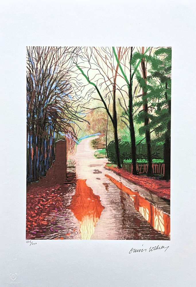 David Hockney - The Arrival of spring in Woldgate East Yorkshire in 2011 - 29 December no.2 - x/500 - limitovaná edice s certifikátem, 35x50 cm