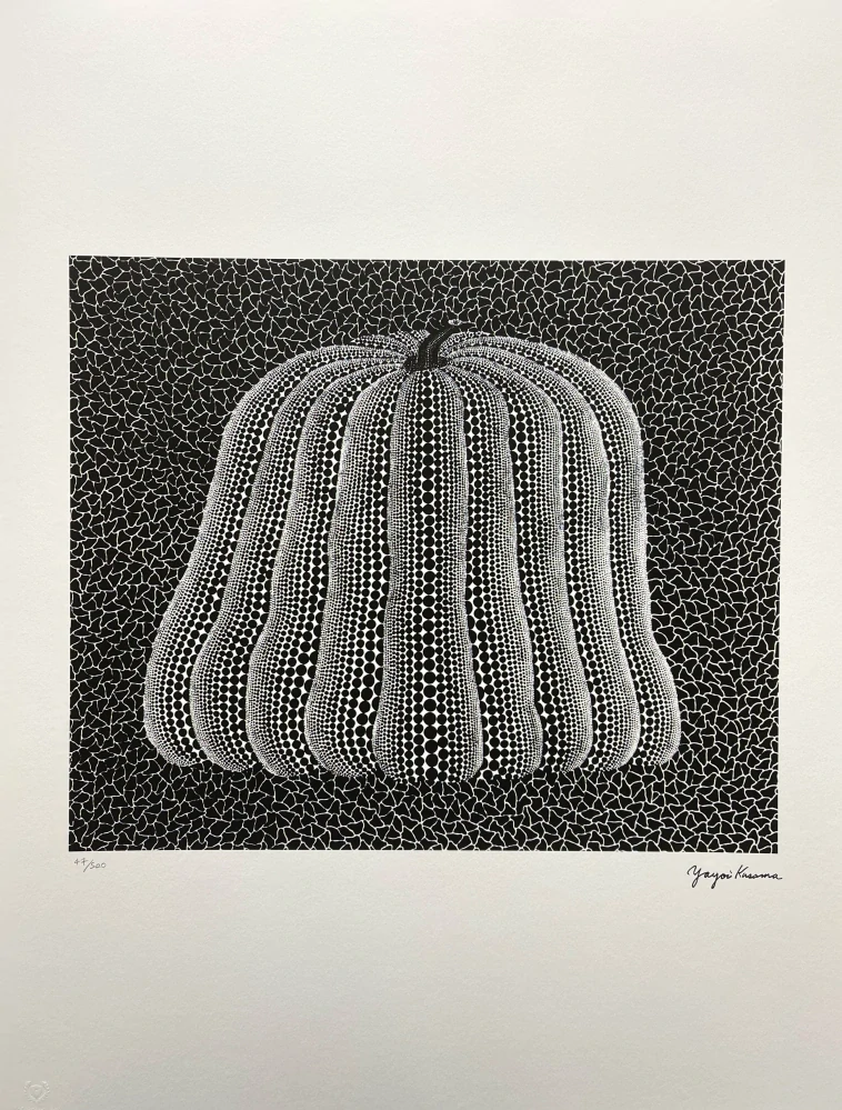 Yayoi Kusama - Pumpkin Black and White 47/500 - signováno, číslovaná edice, 50x65 cm