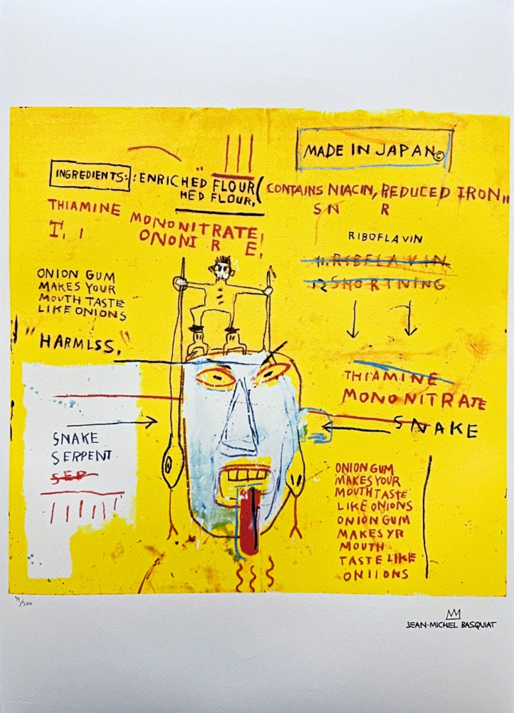 Jean-Michel Basquiat - Onion Gum 99/300 - limitovaná edice, signováno, 50x70cm