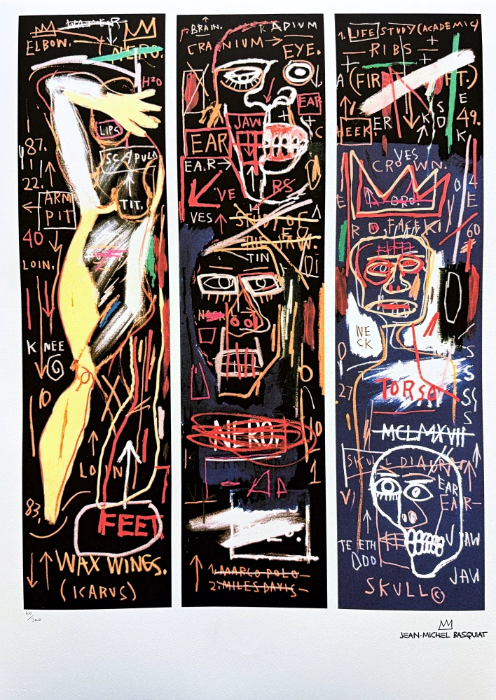 Jean-Michel Basquiat - Icarus Esso 100/300 - limitovaná edice, signováno, 70x50cm