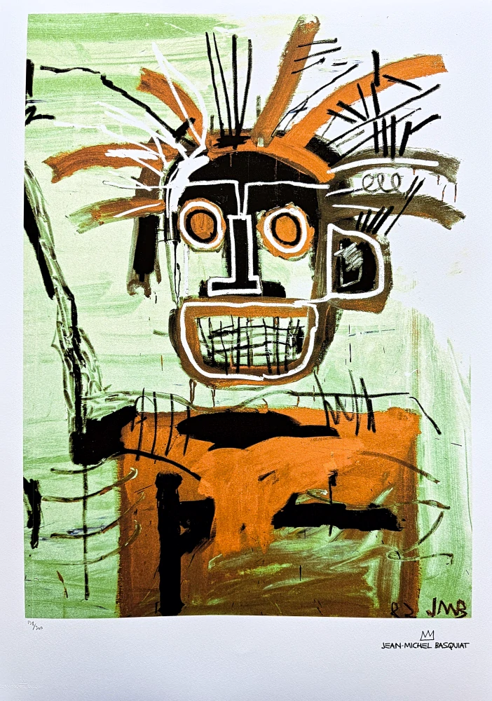 Jean-Michel Basquiat - Head in gold 138/300 - limitovaná edice, signováno, 50x70cm
