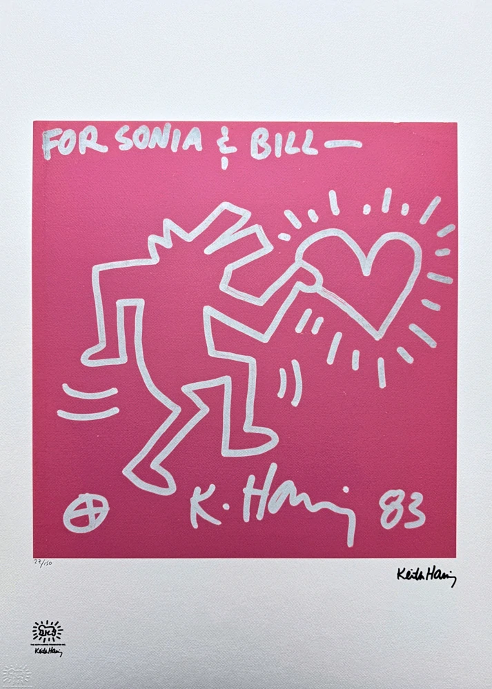 Keith Haring - Heart x/150 - signováno, limitovaná edice s certifikátem, 50x70 cm