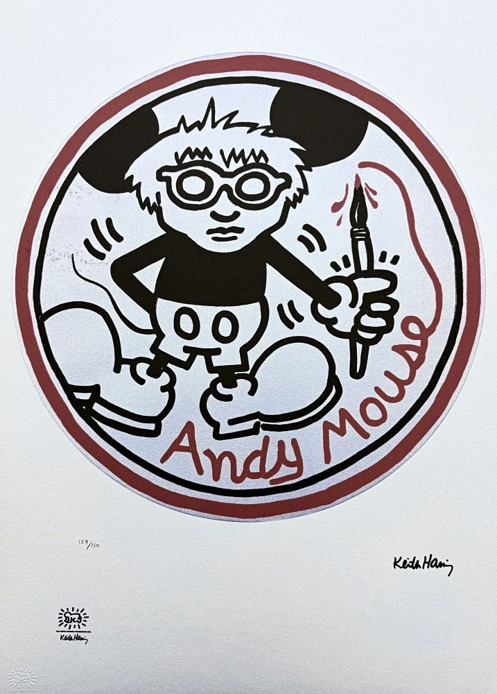 Keith Haring - Andy Mouse l x/150 - signováno, limitovaná edice s certifikátem, 50x70 cm