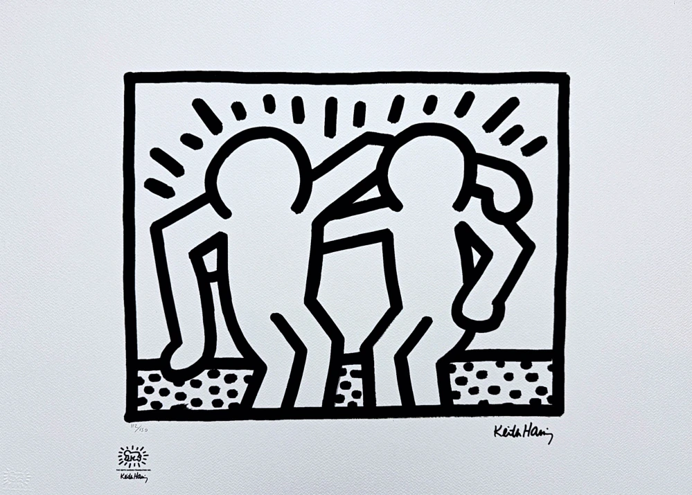 Keith Haring - Best Buddies x/150 - signováno, limitovaná edice s certifikátem, 70x50 cm