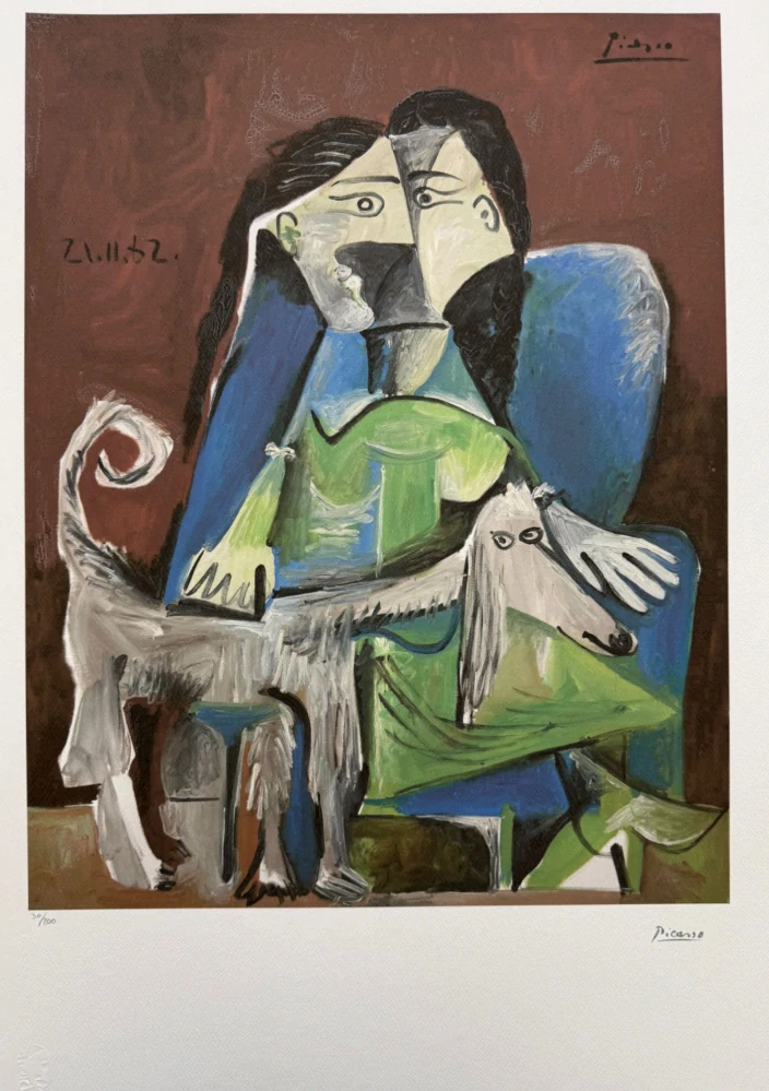 Pablo Picasso - Femme au chien 30/200 - signováno, s certifikátem, 50x70 cm