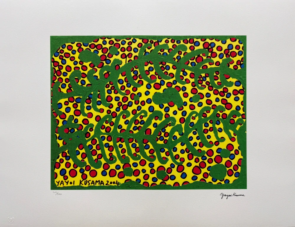 Yayoi Kusama - Green Lines and Dots x/500 - signováno, číslovaná edice, 65x50 cm