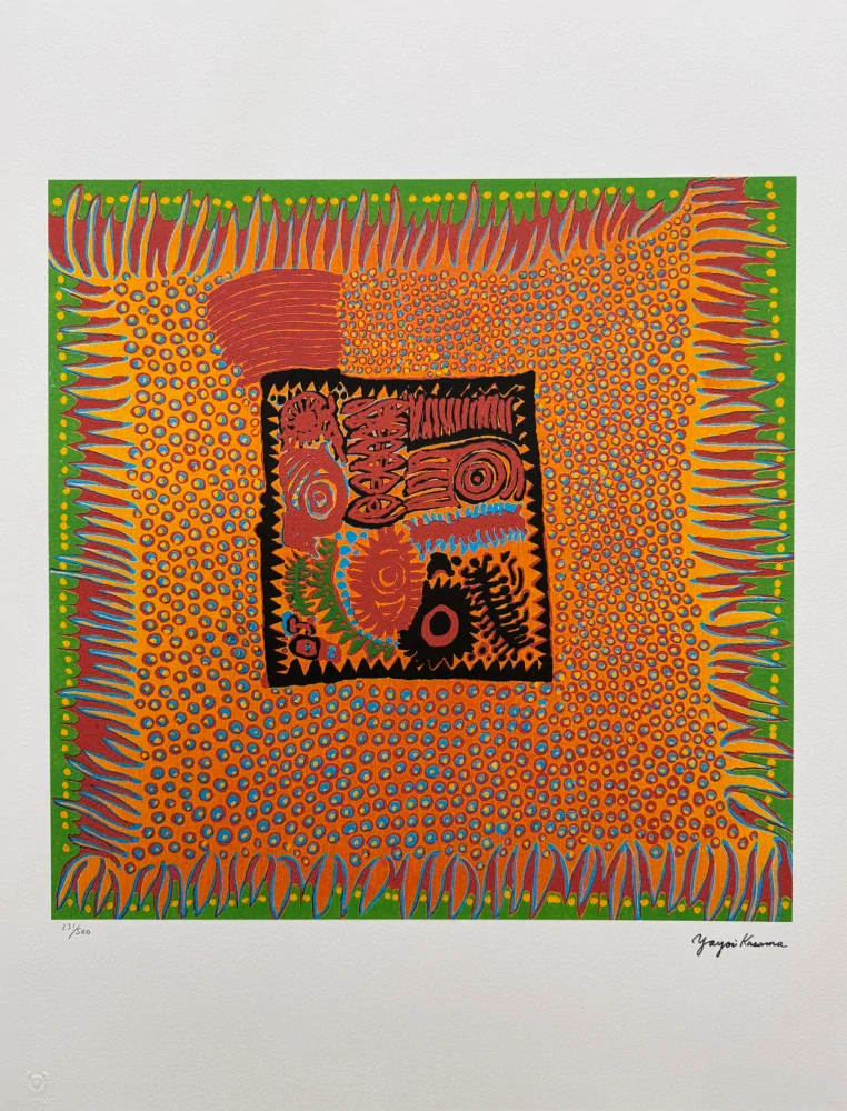 Yayoi Kusama - Abstract Flower x/500 - signováno, číslovaná edice, 50x65 cm