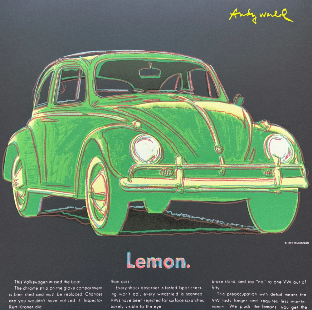 Andy Warhol - Lemon Volkswagen x/2400 - 60x60cm, limitovaná edice CMOA s certifikátem