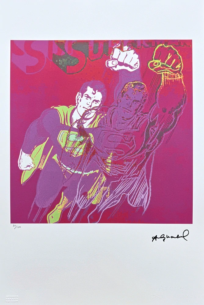 Andy Warhol - Superman sytě růžový x/100 - edice Leo Castelli s certifikátem