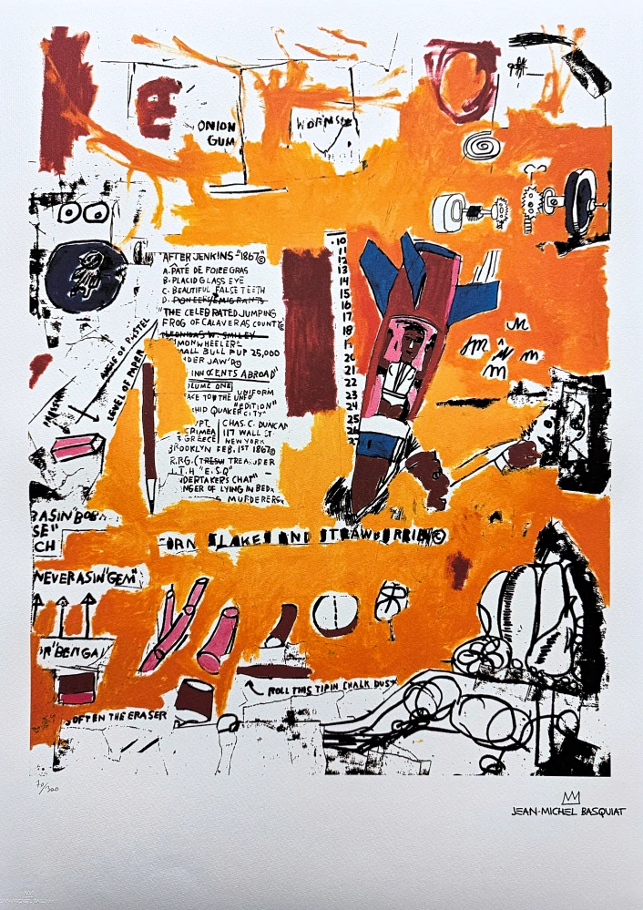 Jean-Michel Basquiat - Orange Composition with Crowned Figure - x/300 - limitovaná edice, signováno, 50x70cm
