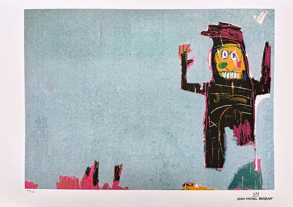 Jean-Michel Basquiat - Crowned Figure with Raised Arms - x/300 - limitovaná edice, signováno, 70x50cm