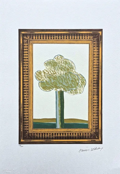 David Hockney - A Picture of a Landscape in an elaborate Gold Frame 138/200 - limitovaná edice, s certifikátem, 35x50 cm