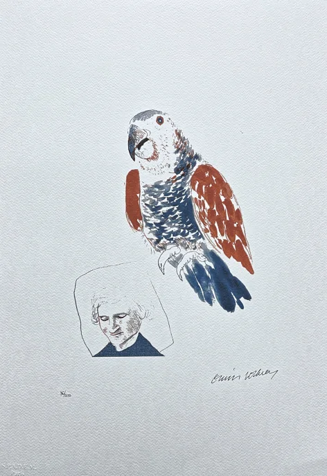 David Hockney - My Mother with Parrot 36/200 - limitovaná edice, s certifikátem, 35x50 cm