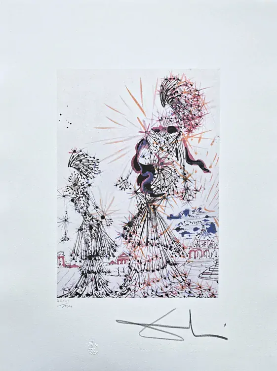 Salvador Dalí - Composition - Two Women - signováno, limitovaná edice, 50x66cm