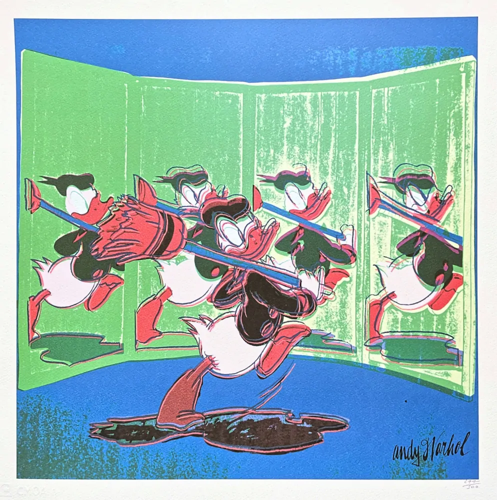 Andy Warhol - Donald Duck zelený 274/500 - signováno, 50x50cm, limitovaná edice CMOA s certifikátem