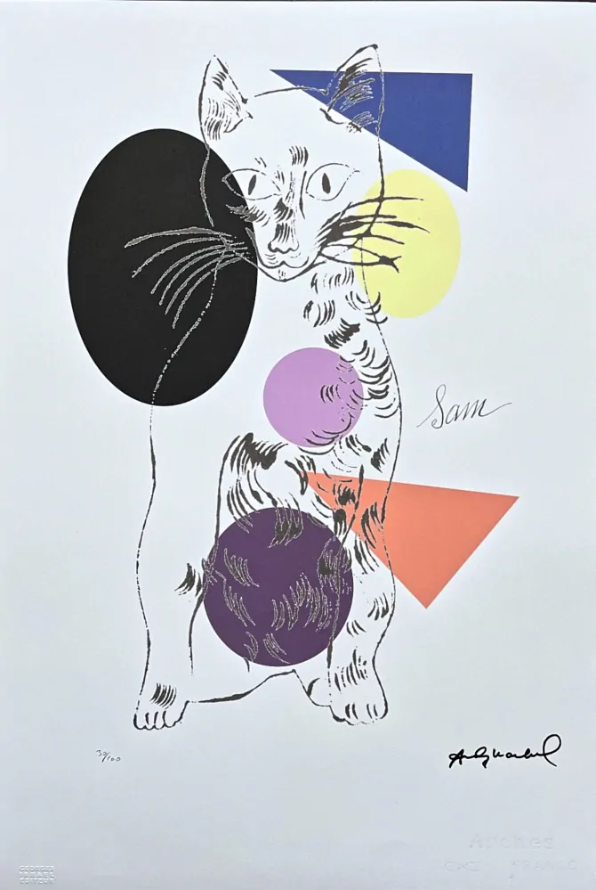 Andy Warhol - Cat Sam barevný II 30/100 - edice Leo Castelli s certifikátem