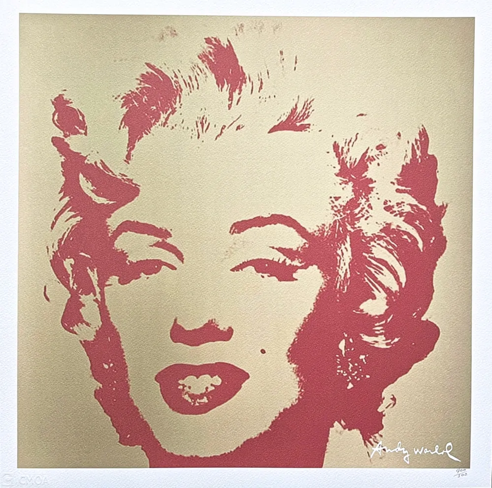 Andy Warhol - Marilyn Monroe žluto-červená 400/500 - signováno, 50x50cm, limitovaná edice CMOA s certifikátem
